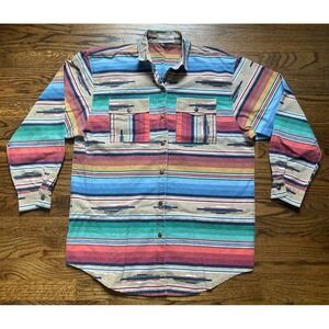 VTG Gotcha Covered Shirt Sz Large Aztec Southwest Long Sleeve Button Up Western